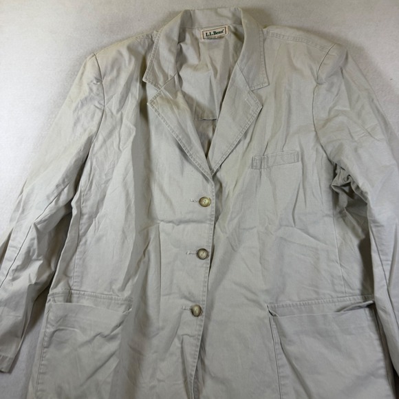 L.L. Bean Jackets & Blazers - LL Bean Womens 20 Khaki Tan 100% Cotton 3 Button Blazer Chore Jacket Vintage